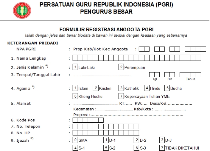 Pendaftaran PGRI Cilincing - Persatuan Guru Republik Indonesia Cabang Cilincing